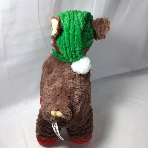 Goffa Brown Llama Alpaca Christmas 11" Plush Stocking Cap Scarf Tag - Picture 3 of 10